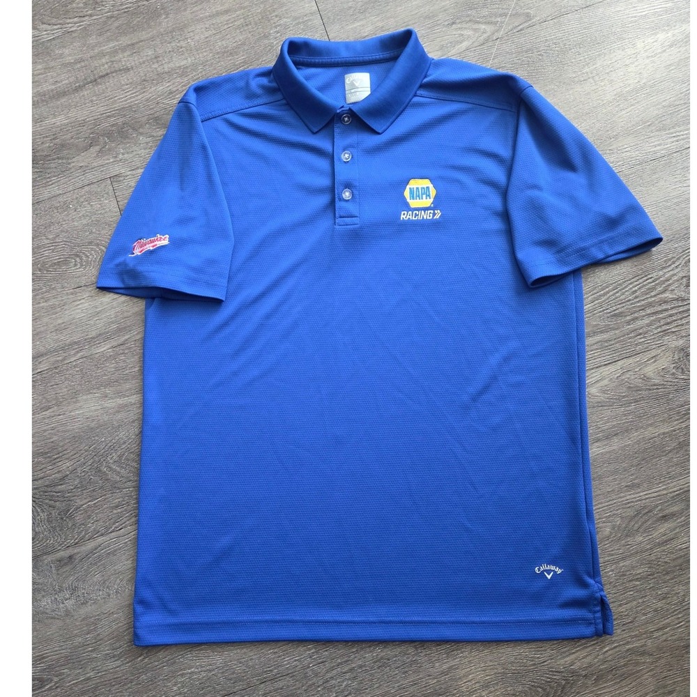 Callaway Polo Shirt Mens Large Blue NAPA Racing Milwaukee Opti-Dri